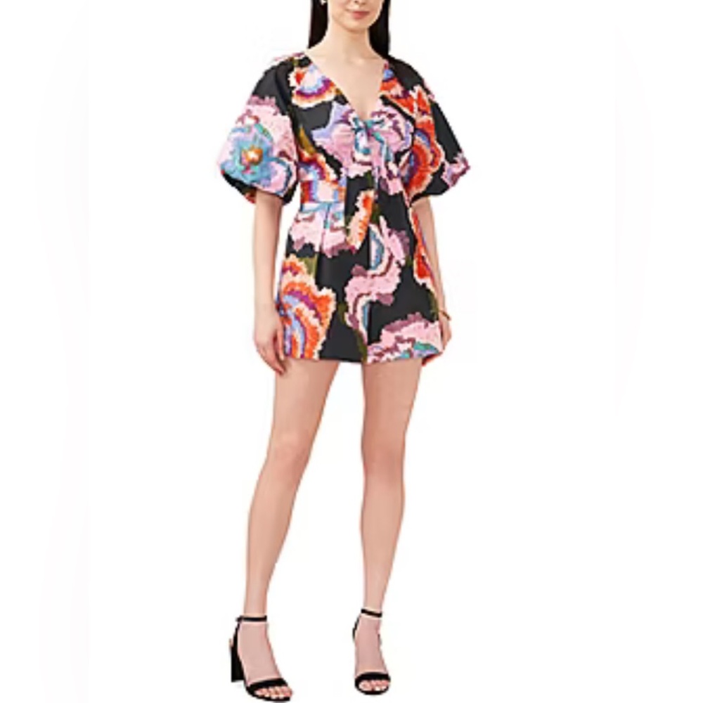 JC Penny Sam and Jess Vibrant Colorful Print Short Sleeve Romper Size Large